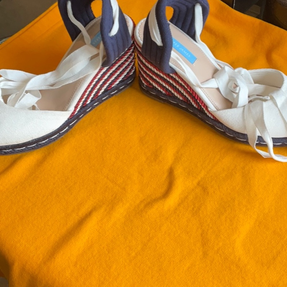 Draper James White/Blue/Red Lace Up Espadrilles Size 10, NWT - Picture 9 of 13